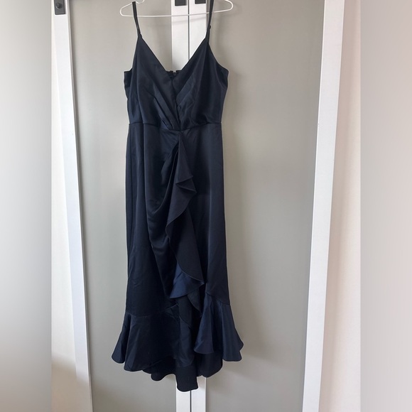 BloomChic Blue Asymmetrical Ruffled Cocktail Gown - Picture 9 of 11